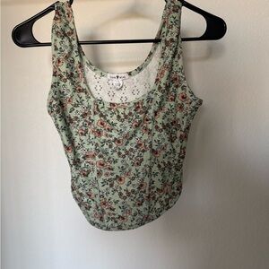 LOVE WILD Floral Tank Top in Green and Pink